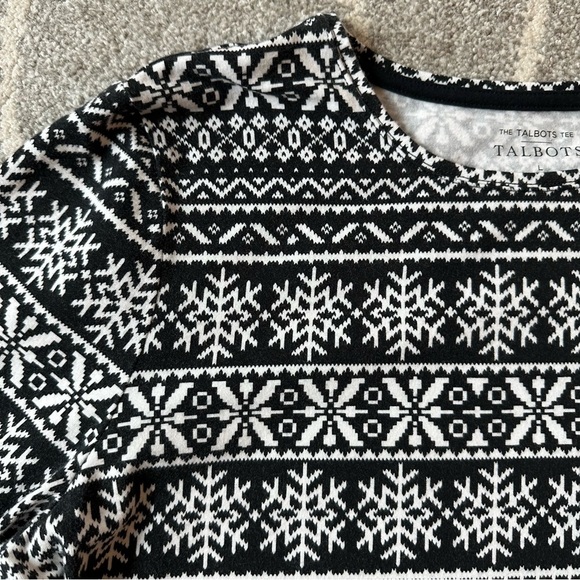 Talbots Long Sleeve Navy Black and White Long Sleeve Tee - Picture 2 of 4